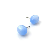 Load image into Gallery viewer, Ice Blue Moonglow Oval Bulb Stud Earrings