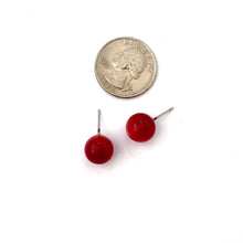 Load image into Gallery viewer, Ruby Red Moonglow Lucite Ball Stud Earrings