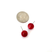 Load image into Gallery viewer, Ruby Red Moonglow Lucite Ball Stud Earrings