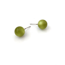 Load image into Gallery viewer, Olive Green Moonglow Lucite Ball Stud Earrings