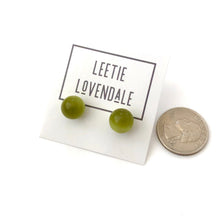 Load image into Gallery viewer, Olive Green Moonglow Lucite Ball Stud Earrings