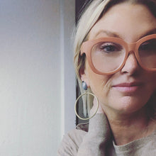 Load image into Gallery viewer, Grey Aurora Brass Loop Earrings