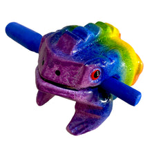 Load image into Gallery viewer, 3" Wooden Musical Frog - Rainbow Design (Percussion Instrument)