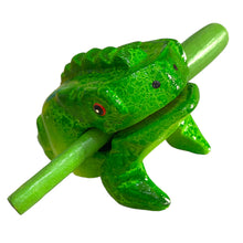 Load image into Gallery viewer, 3" Wooden Musical Frog - Green Tree Design (Percussion Instrument)