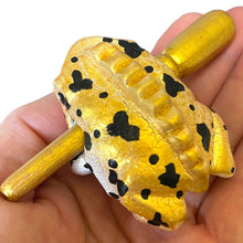 Load image into Gallery viewer, 1.5&quot; Extra Small Painted Golden Wooden Musical Frog Percussion Instrument