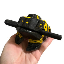Load image into Gallery viewer, 4" Wooden Musical Frog - Yellow Dart Design (Percussion Instrument)