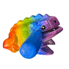 Load image into Gallery viewer, 1.5&quot; Wooden Musical Frog - Rainbow Design (Percussion Instrument)