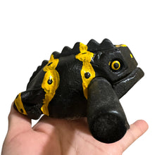 Load image into Gallery viewer, 4" Wooden Musical Frog - Yellow Dart Design (Percussion Instrument)