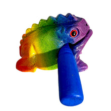 Load image into Gallery viewer, 3" Wooden Musical Frog - Rainbow Design (Percussion Instrument)