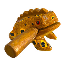 Load image into Gallery viewer, 3" Wooden Musical Frog - Cinamon Design (Percussion Instrument)