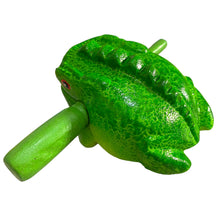 Load image into Gallery viewer, 3" Wooden Musical Frog - Green Tree Design (Percussion Instrument)