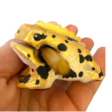 Load image into Gallery viewer, 1.5&quot; Extra Small Painted Golden Wooden Musical Frog Percussion Instrument