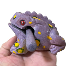 Load image into Gallery viewer, 3" Wooden Musical Frog - Lavender Design (Percussion Instrument)
