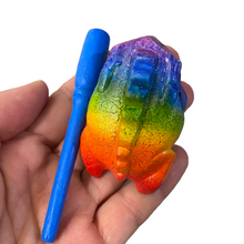 Load image into Gallery viewer, 1.5&quot; Wooden Musical Frog - Rainbow Design (Percussion Instrument)