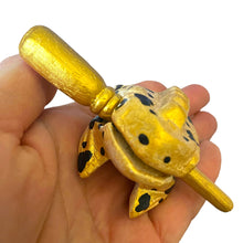 Load image into Gallery viewer, 1.5&quot; Extra Small Painted Golden Wooden Musical Frog Percussion Instrument