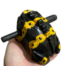 Load image into Gallery viewer, 4" Wooden Musical Frog - Yellow Dart Design (Percussion Instrument)