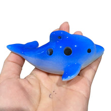 Load image into Gallery viewer, Happy Ceramic Dolphin Ocarina Ocean Blue