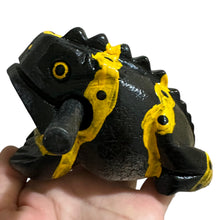 Load image into Gallery viewer, 4" Wooden Musical Frog - Yellow Dart Design (Percussion Instrument)