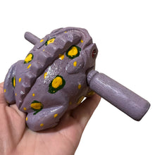 Load image into Gallery viewer, 3" Wooden Musical Frog - Lavender Design (Percussion Instrument)