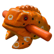 Load image into Gallery viewer, 2&quot; Wooden Musical Frog - Pumpkin Design (Percussion Instrument)