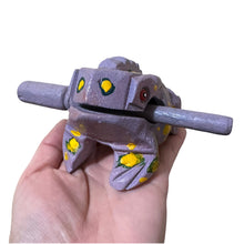 Load image into Gallery viewer, 3" Wooden Musical Frog - Lavender Design (Percussion Instrument)