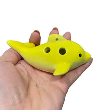 Load image into Gallery viewer, Happy Ceramic Dolphin Ocarina Yellow