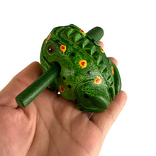 Load image into Gallery viewer, 2&quot; Wooden Musical Frog - Green Spring Design (Percussion Instrument)