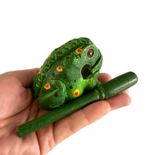 Load image into Gallery viewer, 2&quot; Wooden Musical Frog - Green Spring Design (Percussion Instrument)