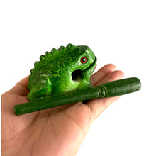 Load image into Gallery viewer, 2&quot; Wooden Musical Frog - Green Tree Design (Percussion Instrument)