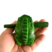 Load image into Gallery viewer, 2&quot; Wooden Musical Frog - Green Tree Design (Percussion Instrument)