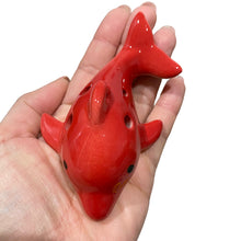 Load image into Gallery viewer, Happy Ceramic Dolphin Ocarina Red