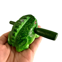 Load image into Gallery viewer, 2&quot; Wooden Musical Frog - Green Tree Design (Percussion Instrument)