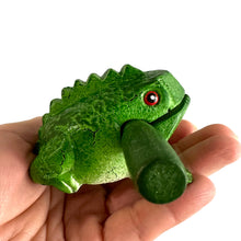Load image into Gallery viewer, 2&quot; Wooden Musical Frog - Green Tree Design (Percussion Instrument)