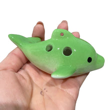 Load image into Gallery viewer, Happy Ceramic Dolphin Ocarina Green