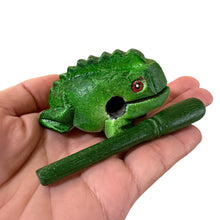 Load image into Gallery viewer, 1.5&quot; Wooden Musical Frog - Green Tree Design (Percussion Instrument)
