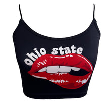 Load image into Gallery viewer, Ohio State OSU Buckeyes Lips Black Spaghetti Tank
