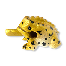 Load image into Gallery viewer, 1.5&quot; Extra Small Painted Golden Wooden Musical Frog Percussion Instrument