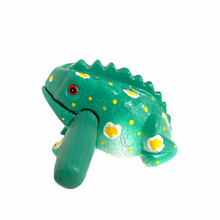 Load image into Gallery viewer, 4" Wooden Musical Frog - Mint Design (Percussion Instrument)
