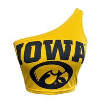 Load image into Gallery viewer, Iowa Hawkeyes Yellow One Shoulder Top