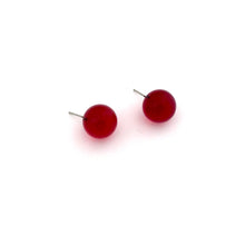 Load image into Gallery viewer, Ruby Red Transparent Jumbo Ball Stud Earrings