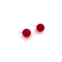 Load image into Gallery viewer, Ruby Red Transparent Jumbo Ball Stud Earrings