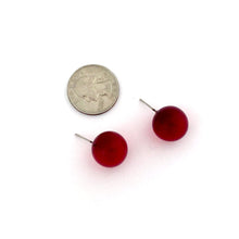 Load image into Gallery viewer, Ruby Red Transparent Jumbo Ball Stud Earrings