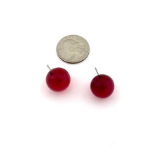 Load image into Gallery viewer, Ruby Red Transparent Jumbo Ball Stud Earrings