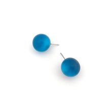 Load image into Gallery viewer, Dark Aqua Moonglow Jumbo Ball Stud Earrings