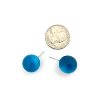 Load image into Gallery viewer, Dark Aqua Moonglow Jumbo Ball Stud Earrings