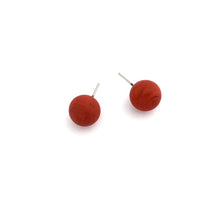 Load image into Gallery viewer, Dark Tomato Red Matte Ball Stud Earrings