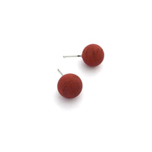 Load image into Gallery viewer, Dark Tomato Red Matte Ball Stud Earrings