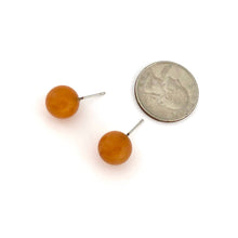 Load image into Gallery viewer, Dark Honey Amber Ball Stud Earrings