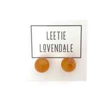 Load image into Gallery viewer, Dark Honey Amber Ball Stud Earrings