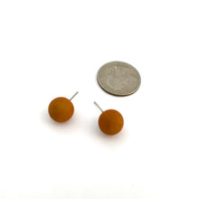 Load image into Gallery viewer, Dark Mustard Yellow Matte Ball Stud Earrings